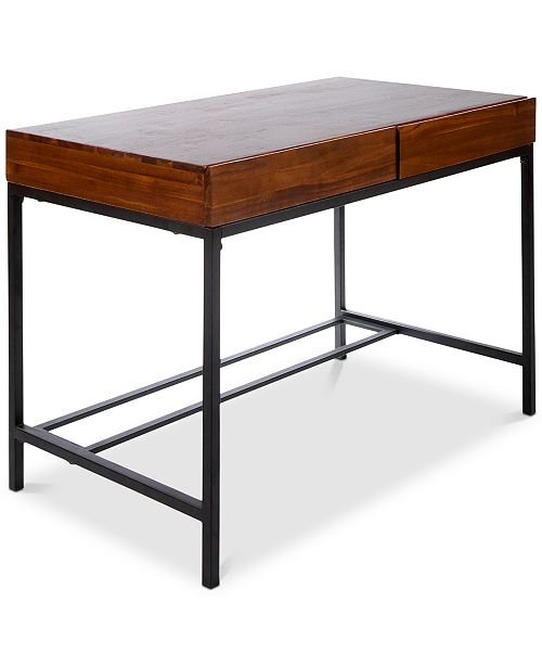 Noble House Morgan Industrial Acacia Wood Storage Desk With Rustic
