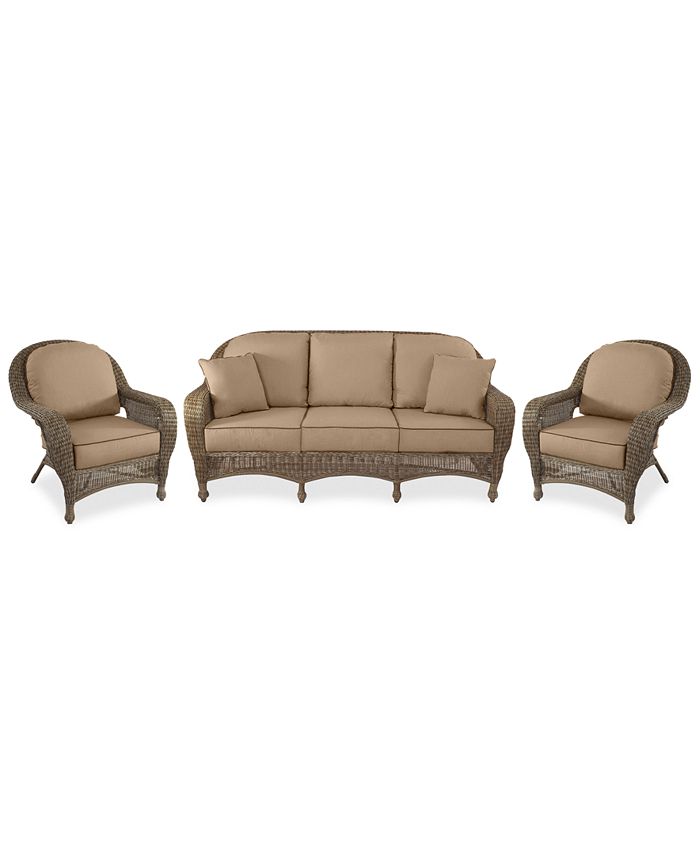 Furniture Sandy Cove Outdoor Wicker 3Pc. Seating Set (1 Sofa and 2