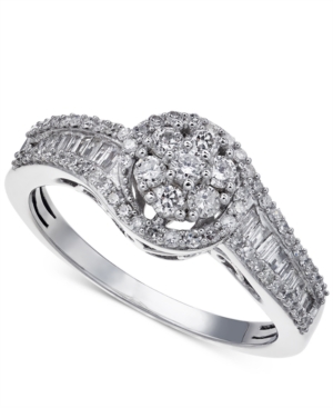 Diamond Halo Promise Ring in Sterling Silver (1/2 ct. t.w.)