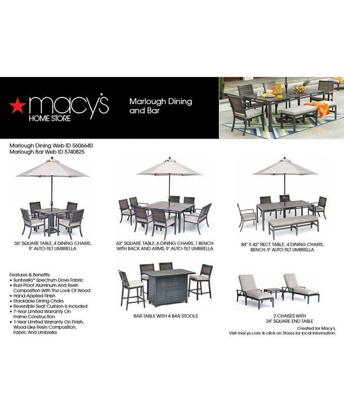 Furniture Marlough II Aluminum Outdoor Bar Table, Created for Macy's
