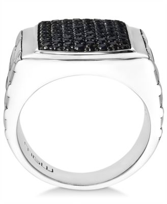 Men's Sterling Silver Ring, Black Sapphire Square (2 ct. t.w.) 