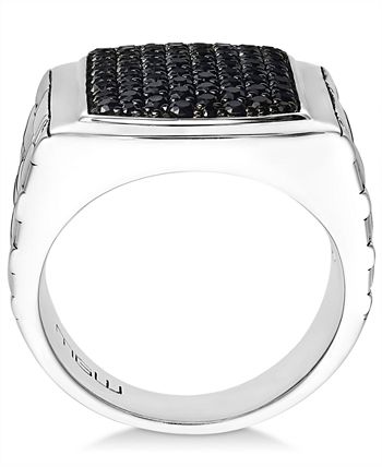 Macy's Men's Sterling Silver Ring, Black Sapphire Square (2 Ct. t.w.)