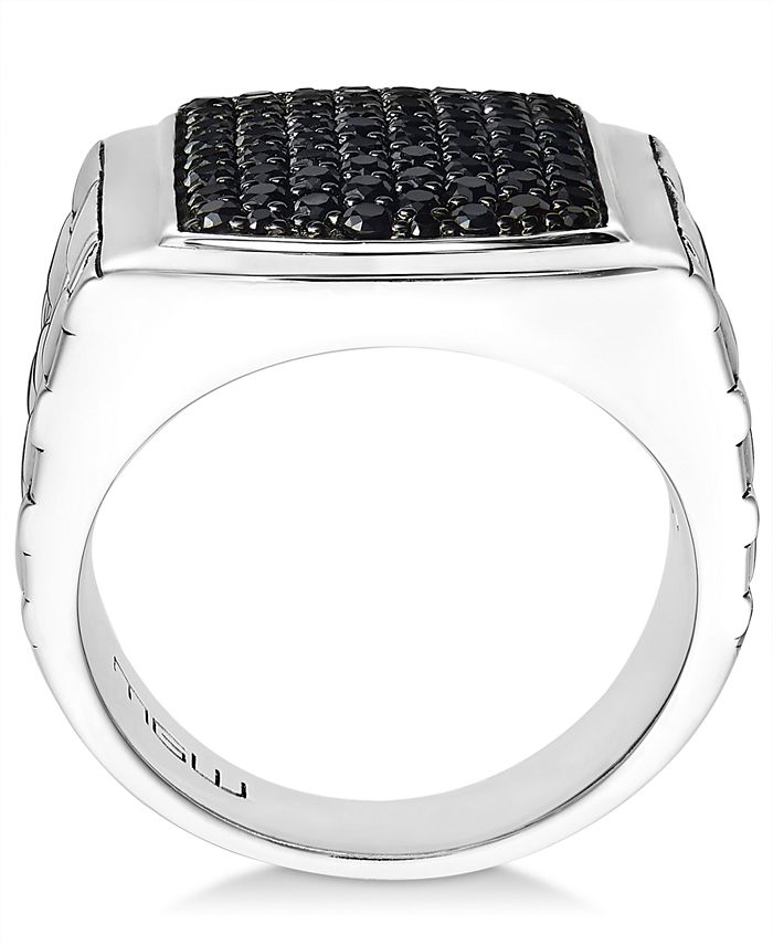 Macy's Men's Sterling Silver Ring, Black Sapphire Square (2 ct. t.w ...