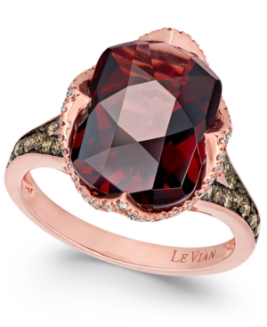 image of Le Vian Chocolatier London Blue Topaz (6-9/10 ct. t.w.) and Diamond (3/8 ct. t.w.) Ring in 14k Rose Gold (Also Available In Pomegranate Garnet)