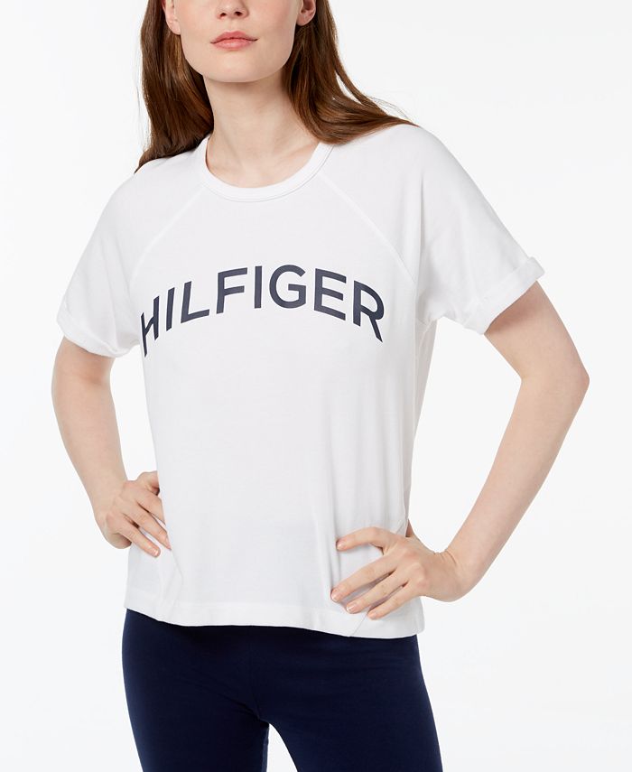 Tommy Hilfiger Logo High-Low T-Shirt, Created for Macy's & Reviews ...