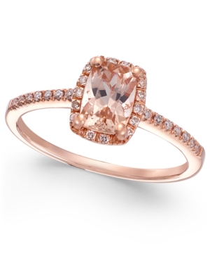 image of Morganite (3/4 ct. t.w.) and Diamond (1/10 ct. t.w.) Ring in 14k Rose Gold