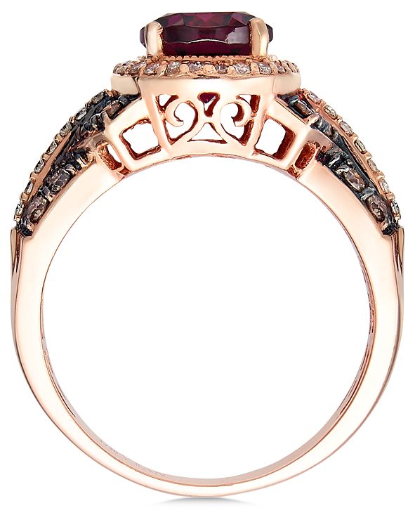 Le Vian Raspberry Rhodolite® Chocolate and White Diamond Oval