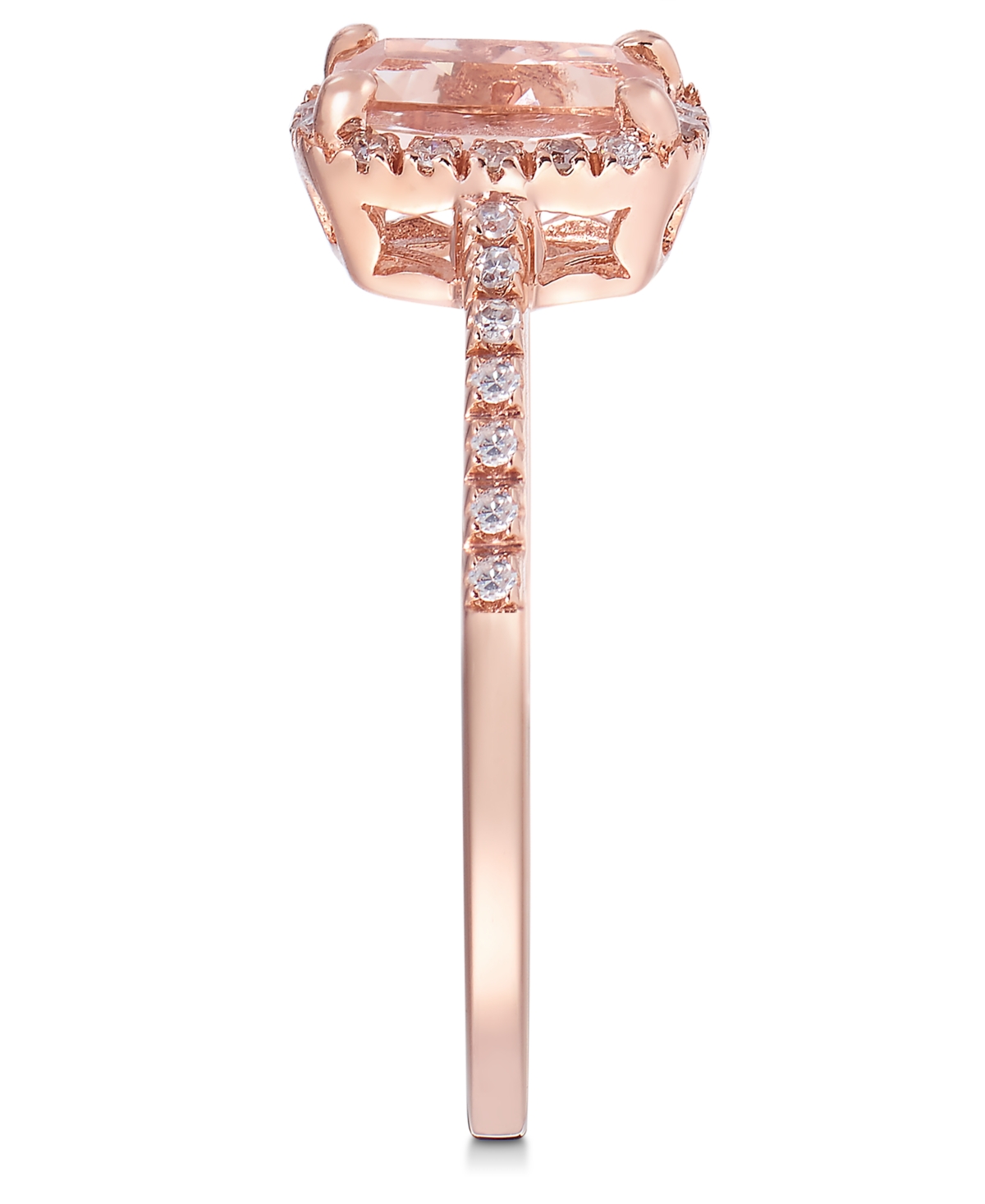 (3/4 ct. t.w.) and Diamond (1/10 ct. t.w.) Ring in 14k Rose Gold - Morganite