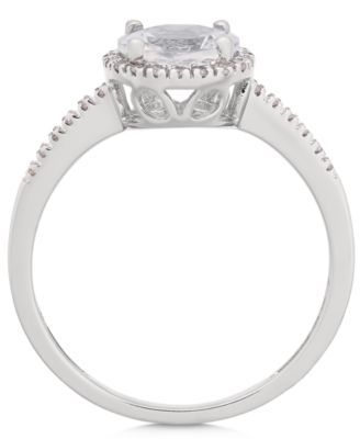 Aquamarine (1 ct. t.w.) and Diamond (1/8 ct. t.w.) Ring in 14k White Gold