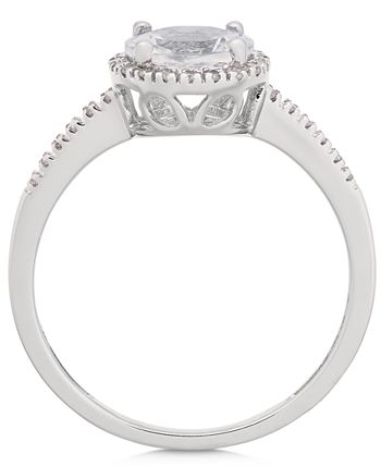 Macy's - 14k White Gold Ring, Aquamarine (1 ct. t.w.) and Diamond (1/8 ct. t.w.) Ring