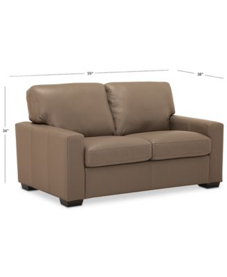 Ennia 59" Leather Loveseat, Created for Macy's