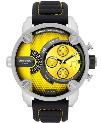 Diesel - Men's Chronograph Little Daddy Black Silicone Strap Watch 52mm