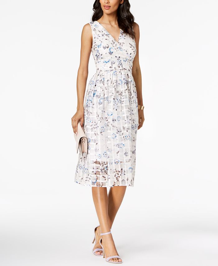 Ivanka Trump Floral Printed Midi Dress - Macy's