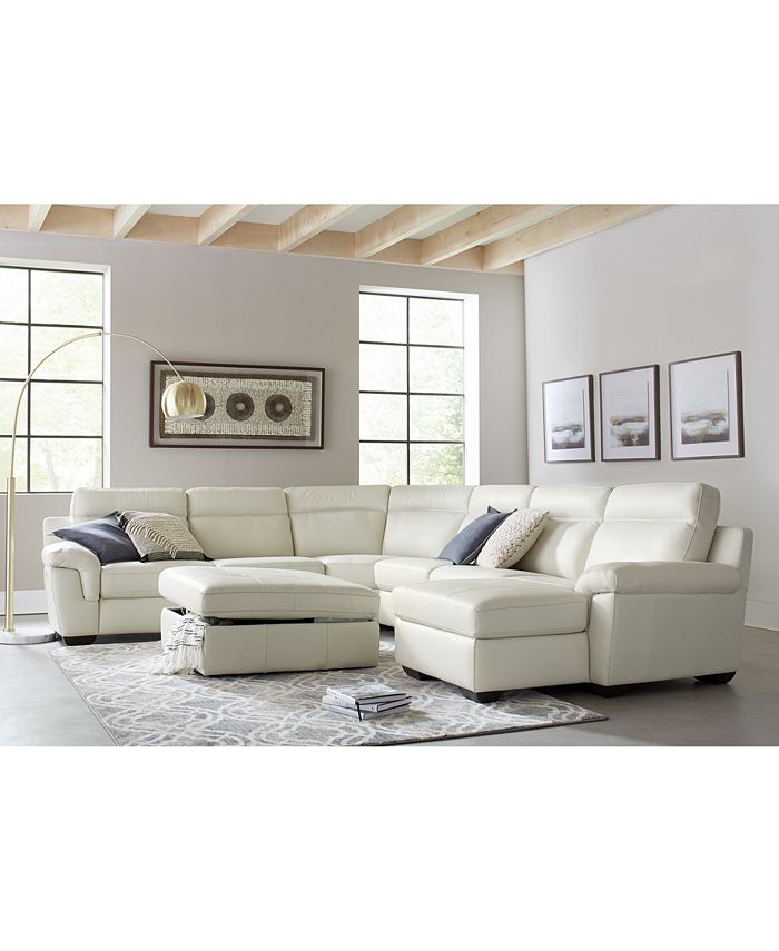 Furniture Julius II Leather Power Reclining Sectional Sofa Collection