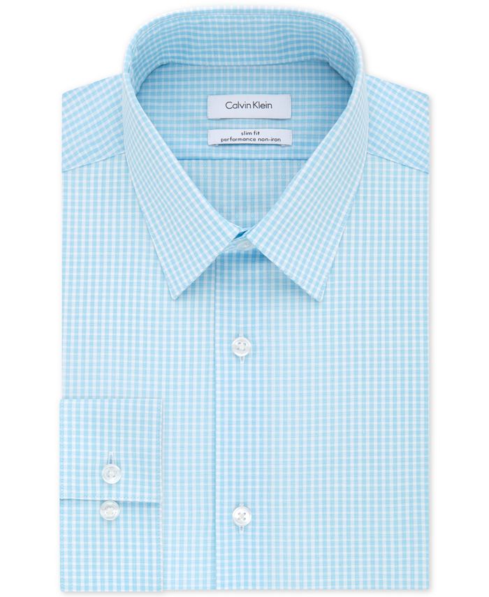 Calvin Klein Men's Steel Slim-Fit Non-Iron Stretch Performance Print Dress Shirt Red Size 34-35