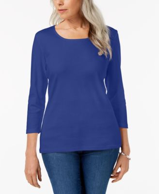 Karen Scott - Three-Quarter-Sleeve Solid Top