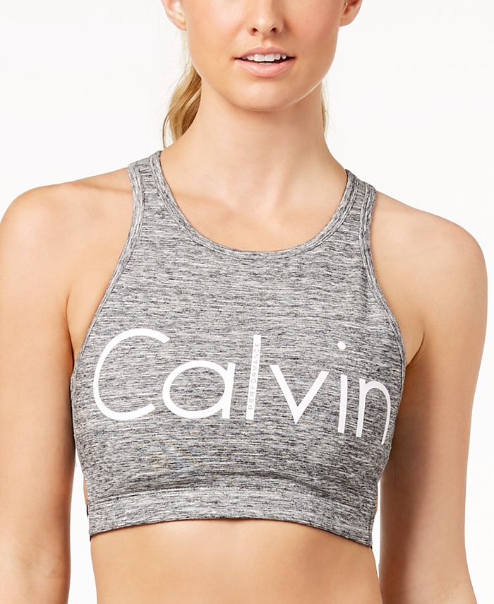 Calvin Klein High-Neck Medium-Support Sports Bra - Macy's