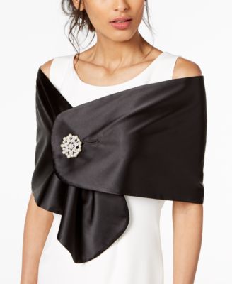 Adrianna Papell - Satin Cape with Brooch