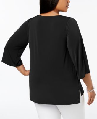 Calvin Klein Plus Size Circle-Hardware Keyhole Top