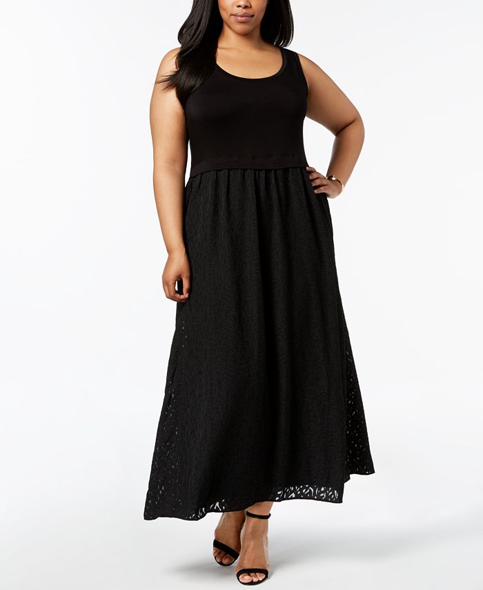 Calvin Klein Plus Size Lace-Skirt Maxi Dress - Macy's