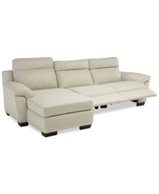 Julius II 3-Pc. Leather Chaise Sectional Sofa With 2 Power Recliners, Power Headrests And USB Power Outlet