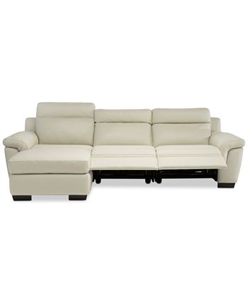 Furniture - Leather Sectional Sofa With 2 Power Recliners, Power Headrests, Chaise And USB Power Outlet