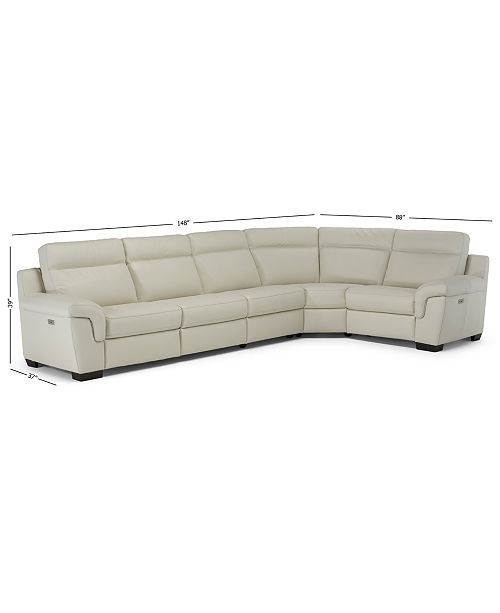 Furniture Julius II 5Pc. Leather Sectional Sofa With 2 Power Recliners