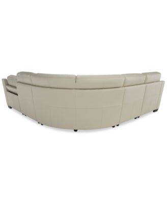 CLOSEOUT! Julius II 5-Pc. Leather Chaise Sectional Sofa With 1 Power Recliner, Power Headrest & USB Power Outlet