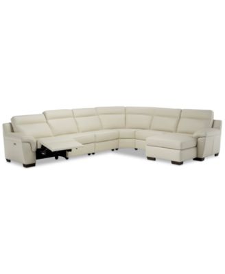 Furniture - Julius II 6-Pc. Leather Sectional Sofa With 1 Power Recliner, Power Headrest, Chaise & USB Power Outlet