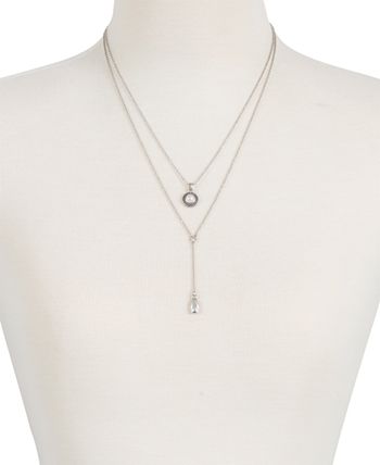 Lucky Brand - Silver-Tone Freshwater Pearl Two-Row Y Long Necklace