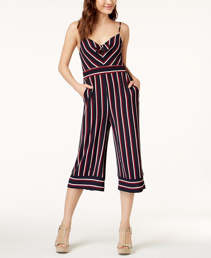 Teeze Me Juniors Striped Cropped Jumpsuit Macy s