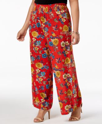 Planet Gold - Trendy Plus Size Printed Wide-Leg Pants