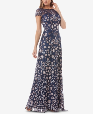 JS COLLECTIONS FLORAL EMBROIDERED GOWN