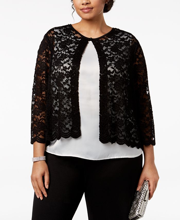 Connected Plus Size Lace Cardigan - Macy's