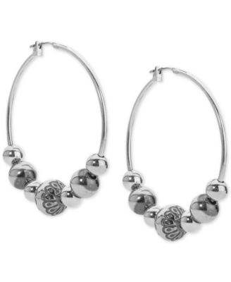 Macy's - Decorative Bead Hoop Earrings in Sterling Silver