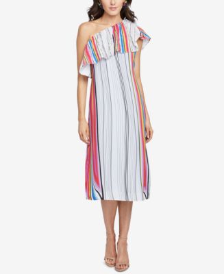 RACHEL Rachel Roy Rainbow Striped One-Shoulder Dress, Created for Macy ...