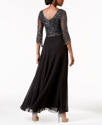 Jkara sequin best sale bodice chiffon gown