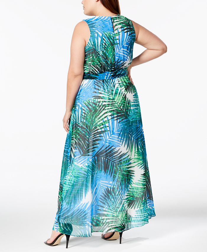 Calvin Klein Plus Size Palm-Print Maxi Dress - Macy's