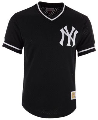 Men's New York Yankees Mitchell & Ness Black Mesh V-Neck Jersey