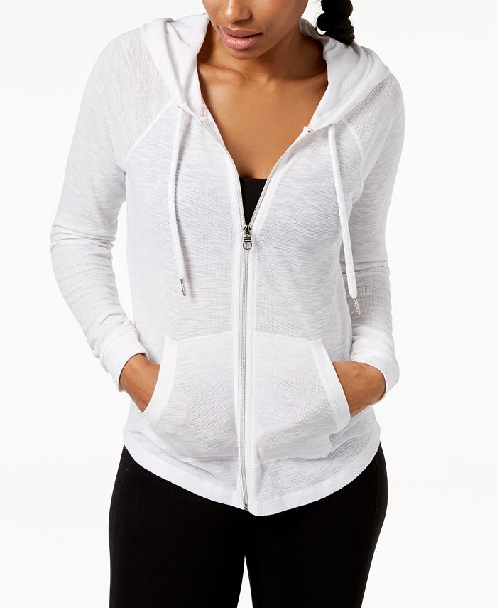 Calvin Klein Plus Size Ruched-Sleeve Zip Hoodie - Macy's