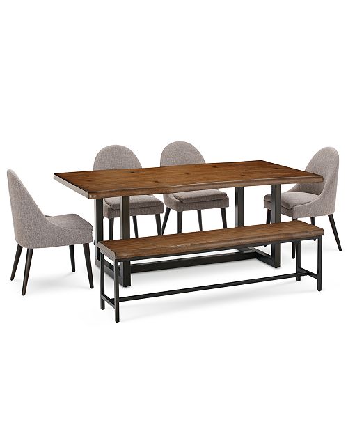 Everly Dining Furniture 6 Pc Set Table 4 Round Back Side Chairs Bench Created For Macy S