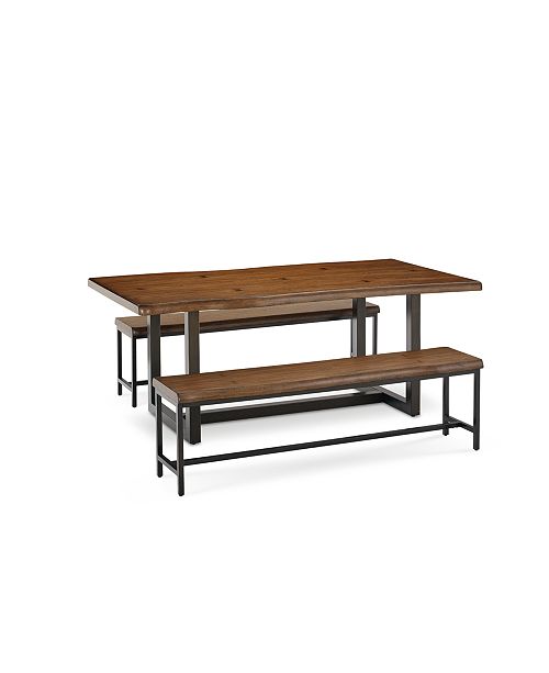 Furniture Everly Dining Furniture 3 Pc Set Table 2 Benches