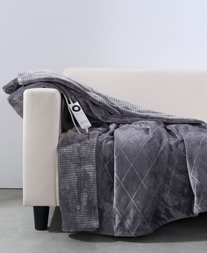 Berkshire Diamond VelvetLoft 50" x 62" Electric Throw Blanket Macy's