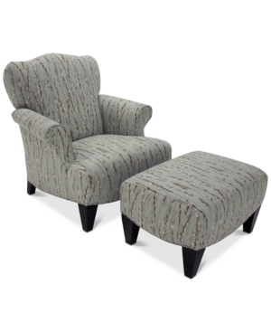 Walton Fabric Press Back Chair & Ottoman Set
