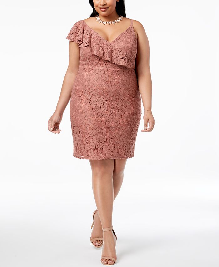 Soprano Trendy Plus Size Ruffled Lace Bodycon Dress Macy's
