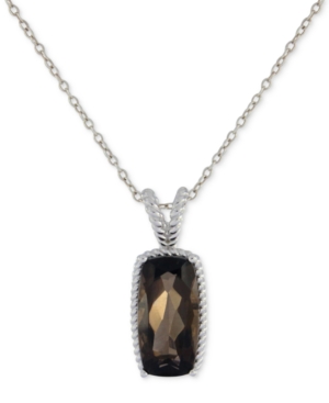 image of Smokey Quartz Pendant Necklace (5 ct. t.w.) in Sterling Silver, 16