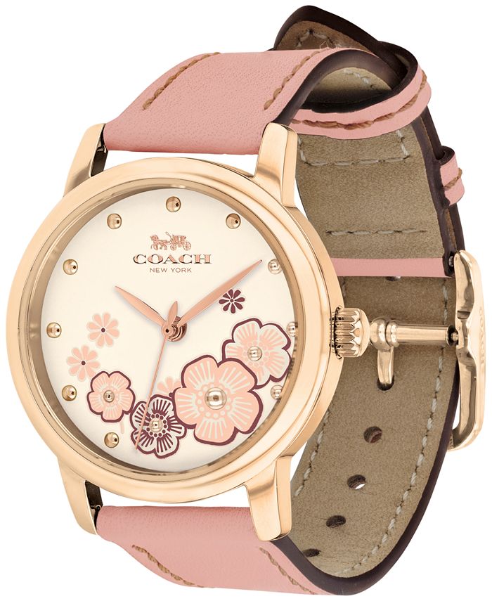 COACH Women's Grand Blush Leather Strap Watch 36mm Macy's