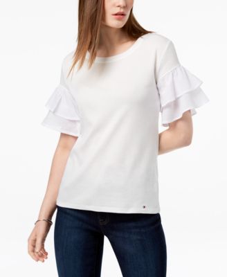 Tommy Hilfiger - Cotton Tiered-Ruffle Cuff Top