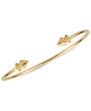 Shop Sarah Chloe Polished Decorative Cuff Bangle Bracelet In 14k Gold-plated Sterling Silver In Gold Over Silver
