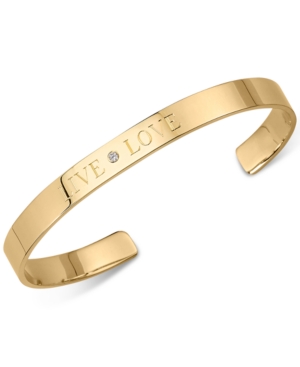 Sarah Chloe Diamond Accent "live Love" Cuff Bangle Bracelet In 14kt Gold Over Silver (also Available In Sterling
